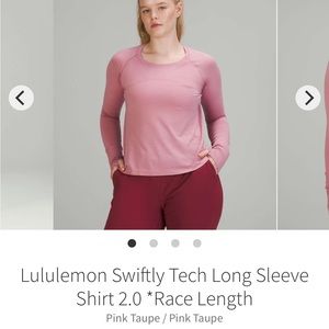 Lululemon Swiftly Tech Long Sleeve Shirt 2.0 *Race Length
Pink Taupe